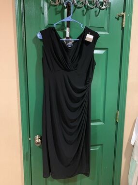 American Living Black Draped Midi Dress